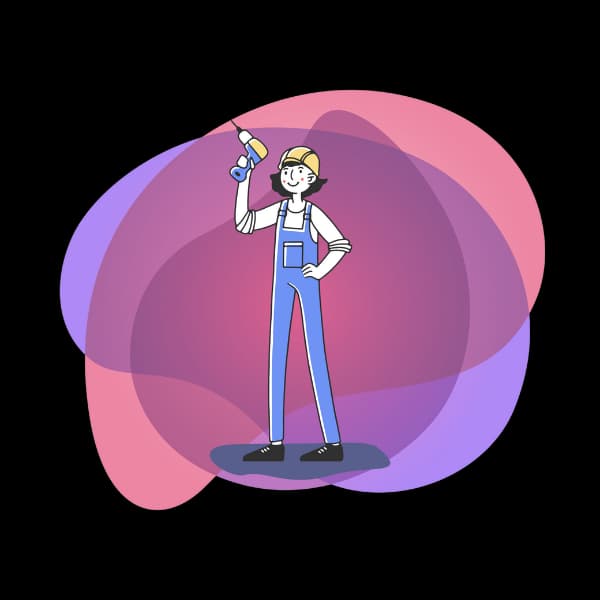 Illustration of a professional worker in blue overalls