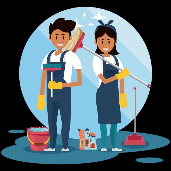 llustration of two household cleaning workers