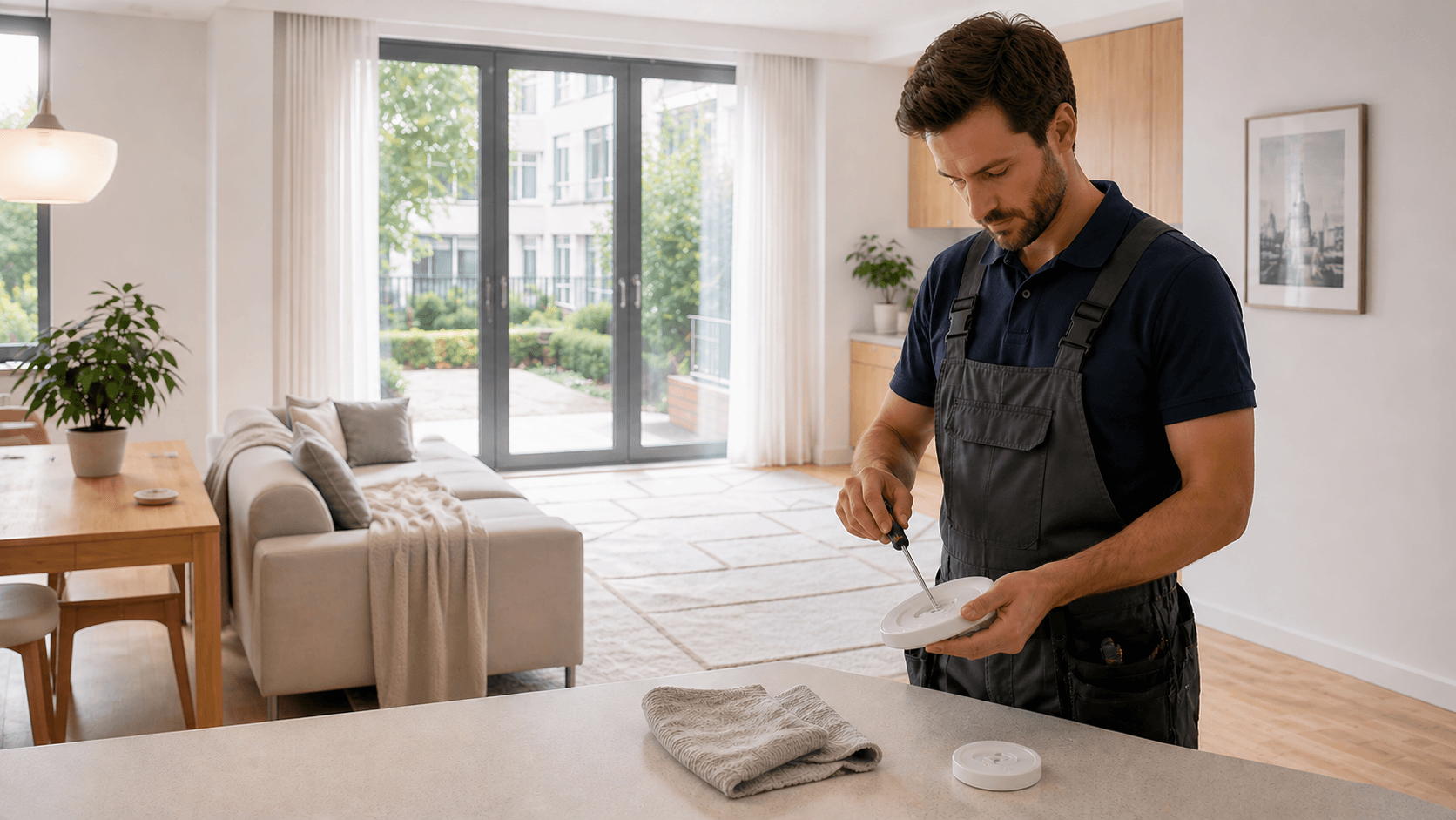Home service professional preparing repair work in Berlin